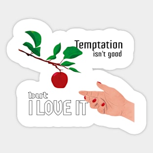 Sin tentation with text black Sticker